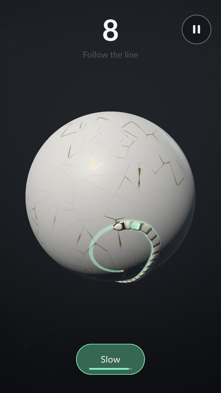 A serpent following a glowing pattern across the planet.